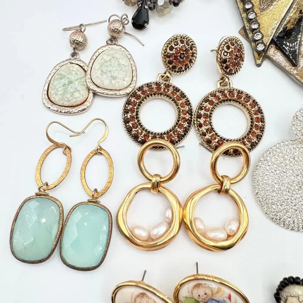 20 Pair Pierced Costume Jewelry Earring Lot Mixed Styles Vintage To Now Reseller